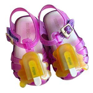 Mini Melissa Aranha Melted Popsicle Pink & Yellow Jelly Sandals - Size 5